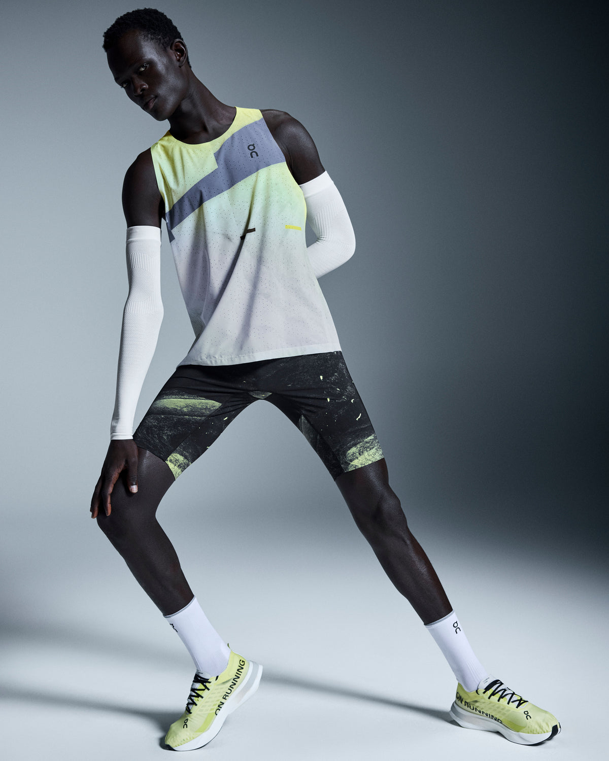 Men's Race Tights Half Black | Limelight - US 1779