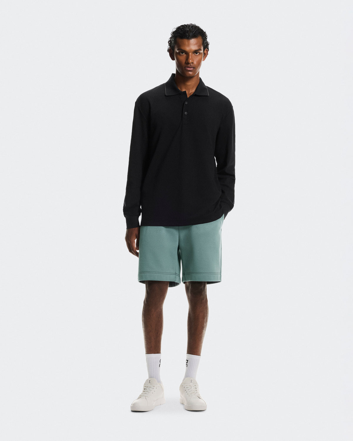 Men's Courtside Long-T Polo Black | Eclipse - US 7279